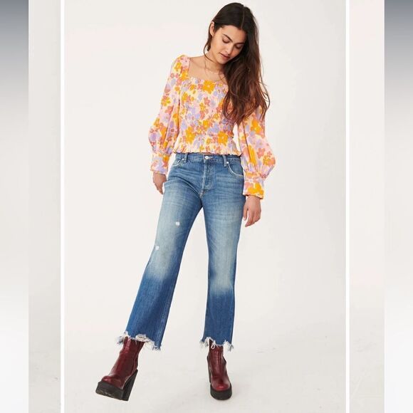 FREE PEOPLE MAGGIE MID-RISE STRAIGHT JEANS size 24 - Picture 1 of 12